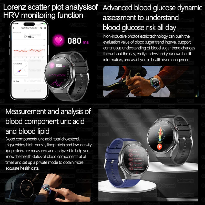 2025 For HUAWEI DT5 Pro  AMOLED Smart Watch Men ECG Micro Physical Examination Heart Rate Blood fat uric Acid Man NFC Smartwatch