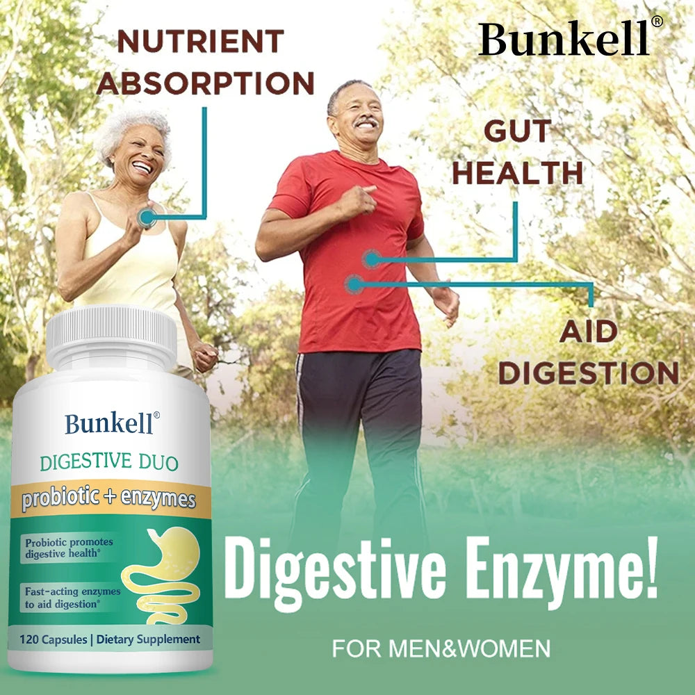 Digestive 2-in-1 Probiotics & Enzymes Vegetarian Capsules, Support Digestive Health, Fast-Acting Enzymes for Digestion, Immunity