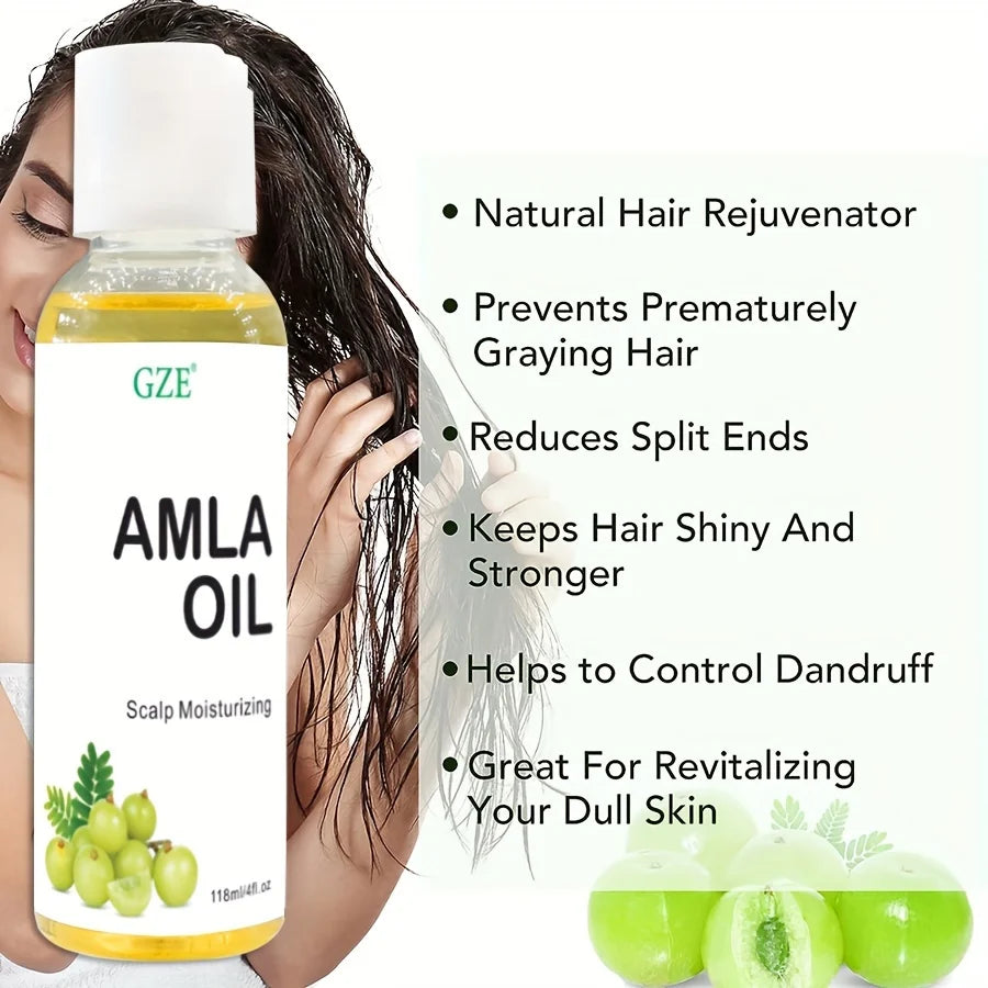 GZE Amla Hair Oil For Healthy Hair Shine and Moisturized Scalp, Indian Hair Oil for Men and Women, Bio Oil for Hair
