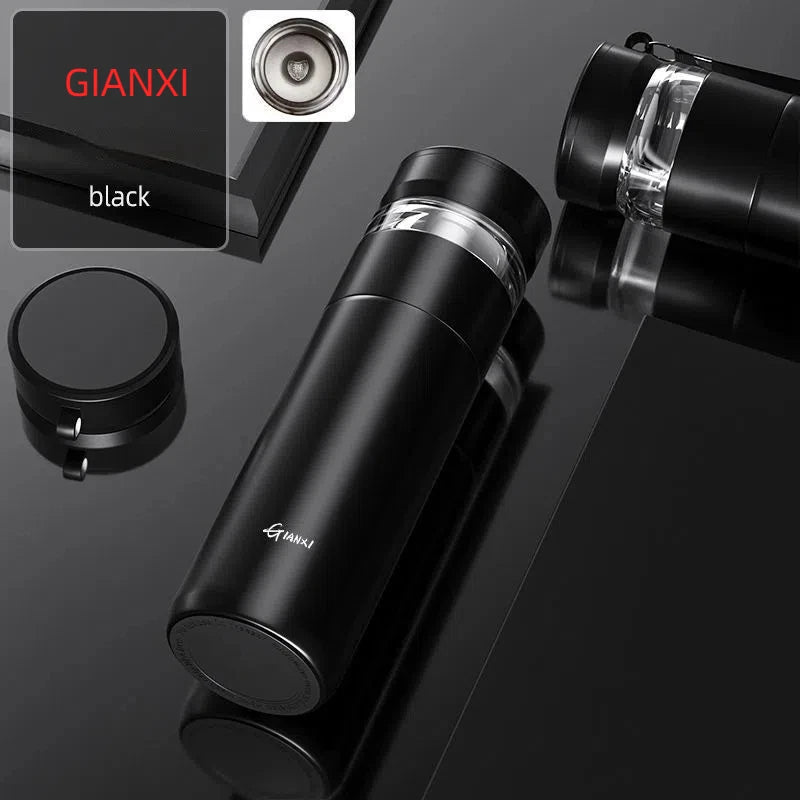 GIANXI Portable 500ML Black Water Bottle Home Stainless Steel Thermos Bottle Drink Items Vacuum Flasks Filterate Coffee Cup