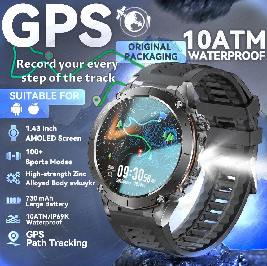 2025 New TRex 3 GPS Smart Watches 10ATM Waterproof Built-in Dual-band GNSS Compass Military Sports Bracelet Men For Xiaomi IOS