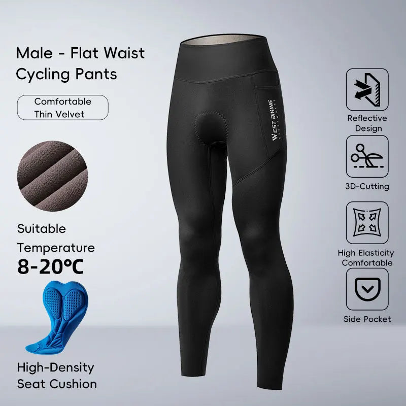 WEST BIKING Thermal Fleece Cycling Bibs Pants Autumn Winter Bicycle Tights Trousers Keep Warm Bike Pad Pants Men Women 0-20°C