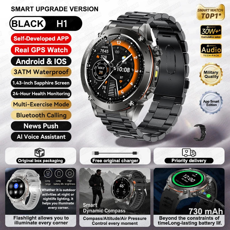 2025 New For Xiaomi IOS Ultra GPS Smart Watch 10ATM Waterproof Built-in Dual-band GNSS Compass Military Sport Men SWIM Bracelet