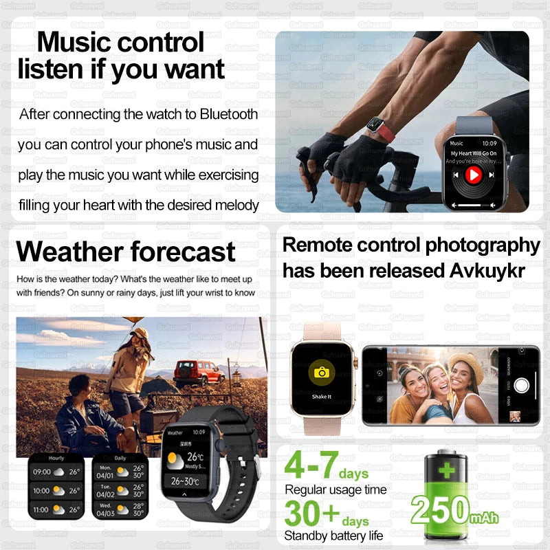 2025 New Blood Pressure AI Diagnosis Smart Watch Men Heart Rate Body temperature IP68 Waterproof NFC Smart Watch For HUAWEI  IOS