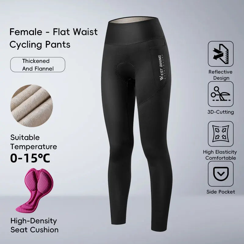 WEST BIKING Thermal Fleece Cycling Bibs Pants Autumn Winter Bicycle Tights Trousers Keep Warm Bike Pad Pants Men Women 0-20°C