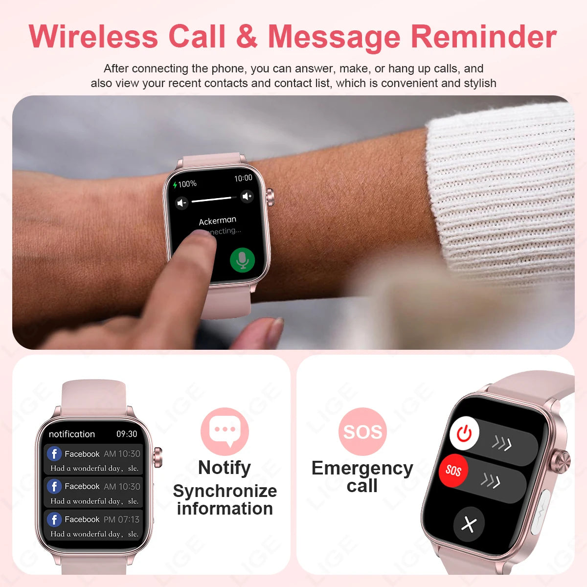 LIGE ECG+PPG Smart Watch Women Blood Lipid Uric Acid AI Diagnostic Detector Body Temperature Female Menstrual Health Tracker New