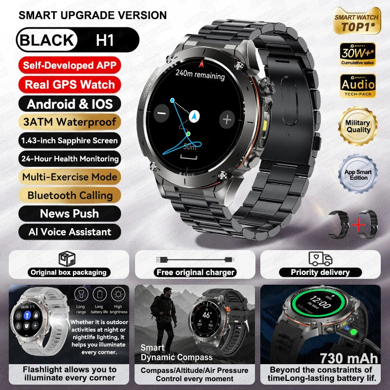 2025 New For Xiaomi IOS Ultra GPS Smart Watch 10ATM Waterproof Built-in Dual-band GNSS Compass Military Sport Men SWIM Bracelet