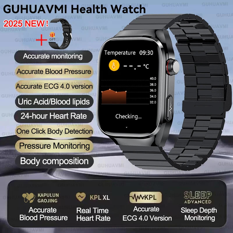 2025 New For Xiaomi Five organ examination Smart Watch Men ECG+PPG Uric Acid Blood Fat Bluetooth Call Sports Health Smartwatches