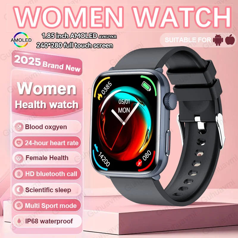 2025 New NFC Smat Watch Women 1.85-inch Blood Pressure Heart Rate Bluetooth Call Female Health Smarwatches Ladies For HUAWEI IOS