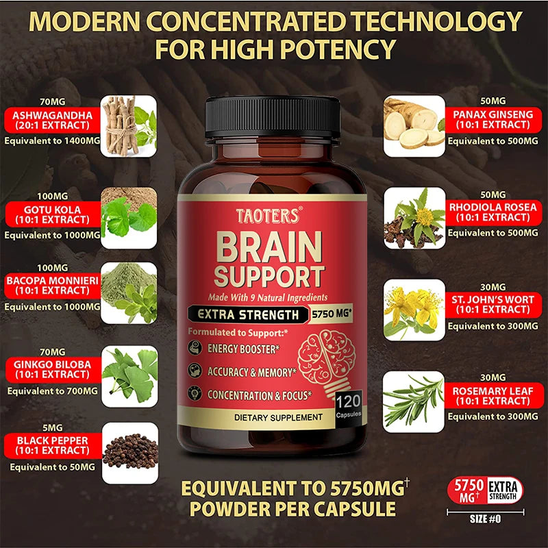 Ashwagandha Root Extract, Brain Support, Helps with Memory and Focus, Accuracy and Concentration, Energy Support.