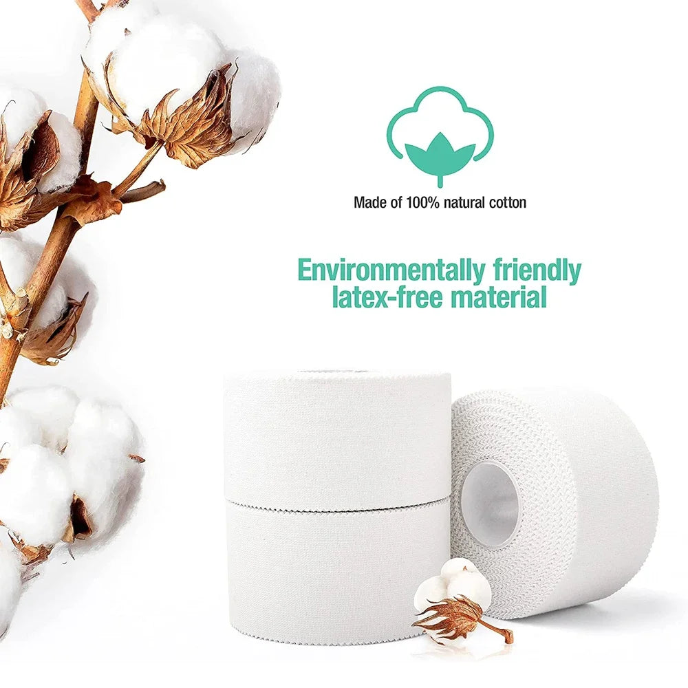 5 Rolls 2.5/3.8/5cm Sport Athletic Waterproof Cotton White Boxing Adhesive Tape Strain Injury Support Sport Binding Bandage