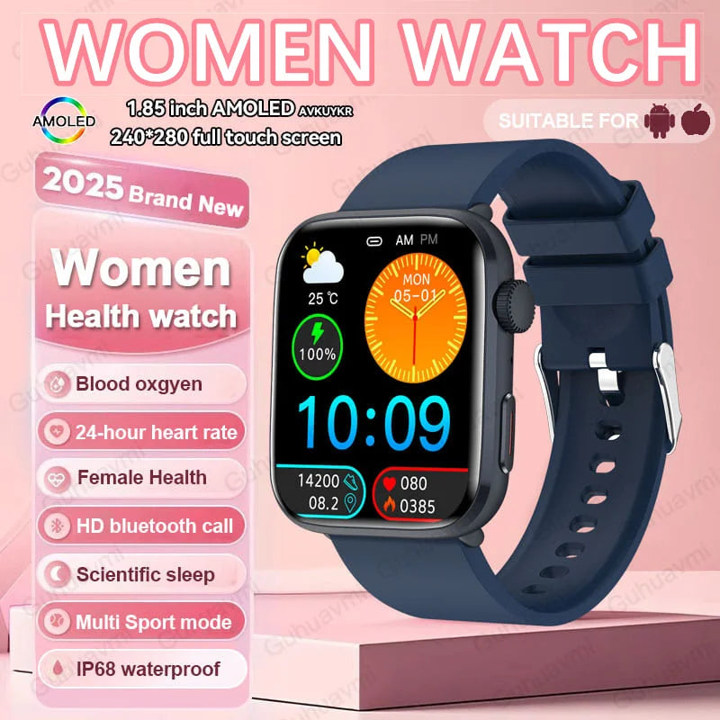 2025 New NFC Smat Watch Women 1.85-inch Blood Pressure Heart Rate Bluetooth Call Female Health Smarwatches Ladies For HUAWEI IOS