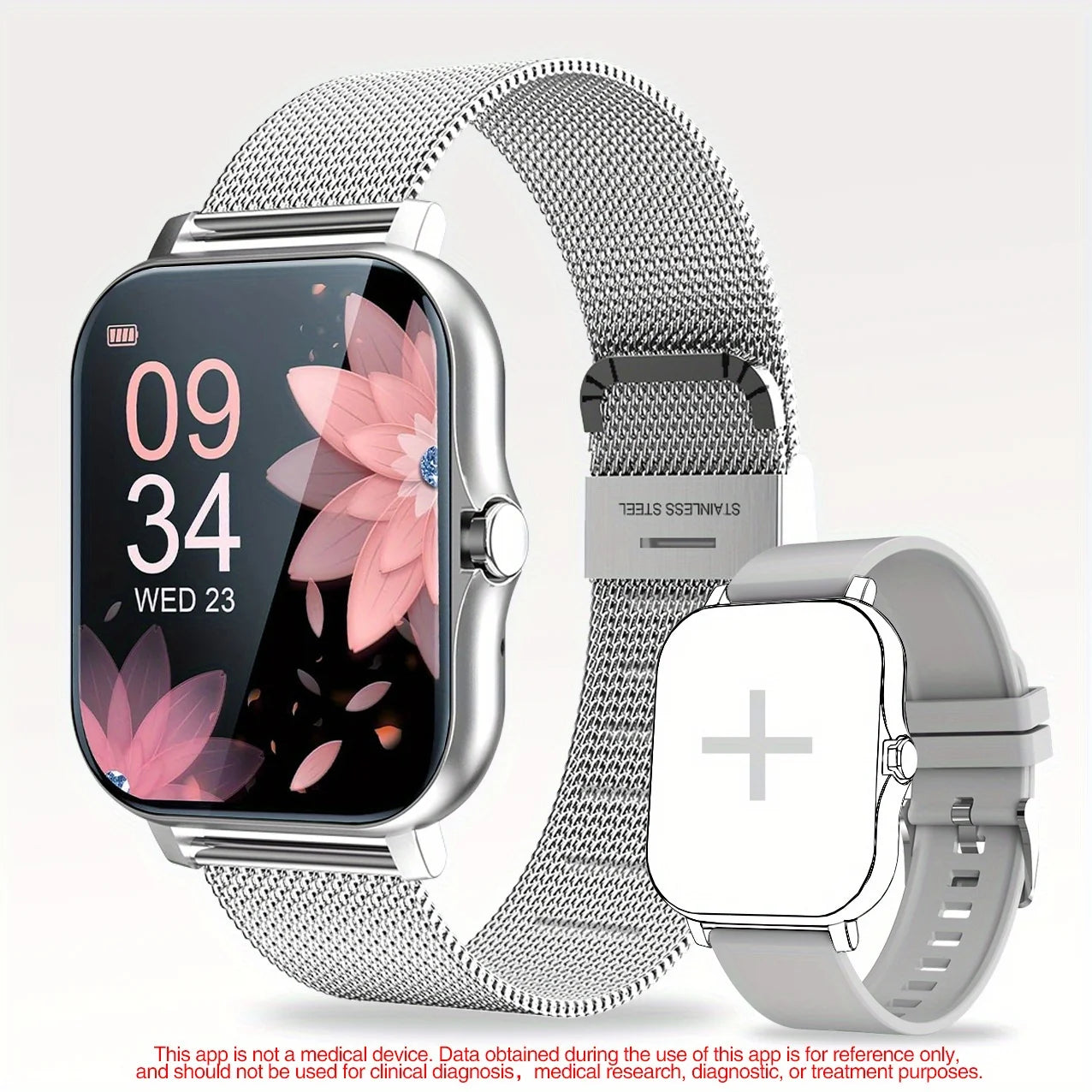 Exclusive 1PC Smart Watch Featuring Wireless Calling, Digital Display, Electronic Movement, Silicone and Stainless Steel Band