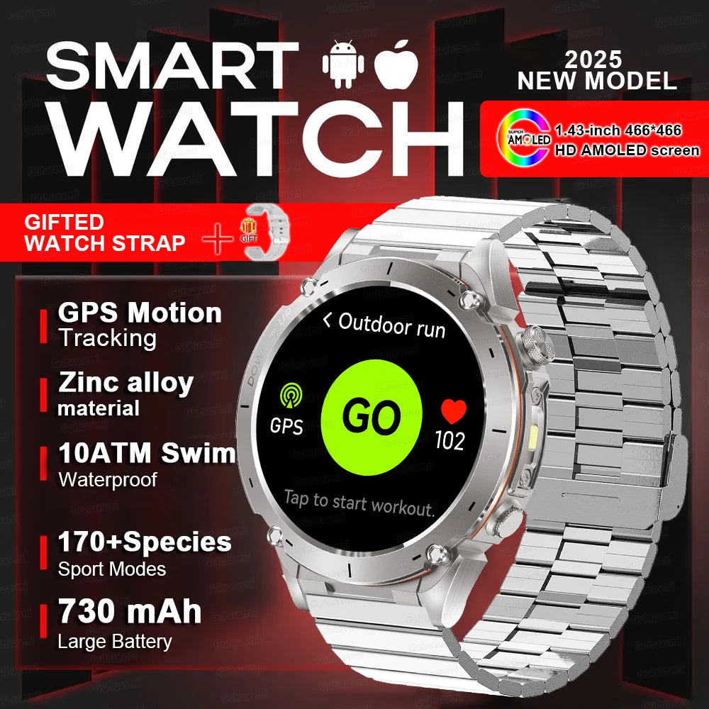 New For HUAWEI Dual-Band Satellite GPS Smartwatch Ultra HD AMOLED Screen Compass 10ATM Waterproof Sports SmartBracelet Men Watch