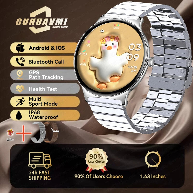 2025 New Smart Watch For Women Gift 1.43 Inch Full Touch Screen Sports Fitness Watches Bluetooth Calls Digital Smartwatch Ladies