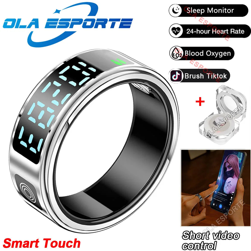 2025 Smart Ring Men Women LED Display Screen Bluetooth Heart Rate Blood Oxygen Monitoring Multi Sports Mode IP68 5ATM Waterproof