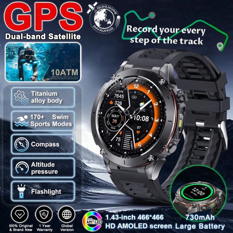 2025 New For HUAWEI IOS Ultra GPS Smart Watch 10ATM Waterproof Built-in Dual-band GNSS Compass Military Sport Men SWIM Bracelet