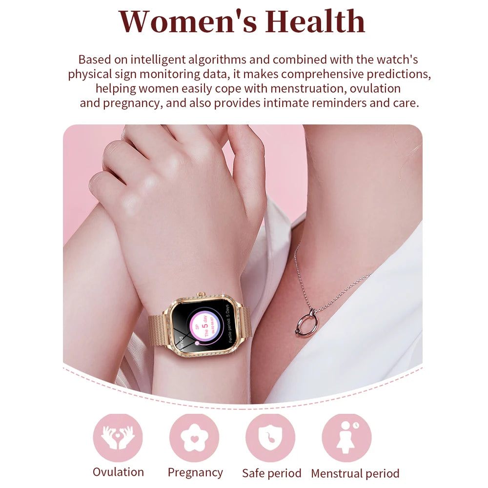 For Xiaomi Huawei New Women Smart Watch Heart Rate Blood Pressure Monitor Music Playback AI Voice Sports BT Calling SmartWatch