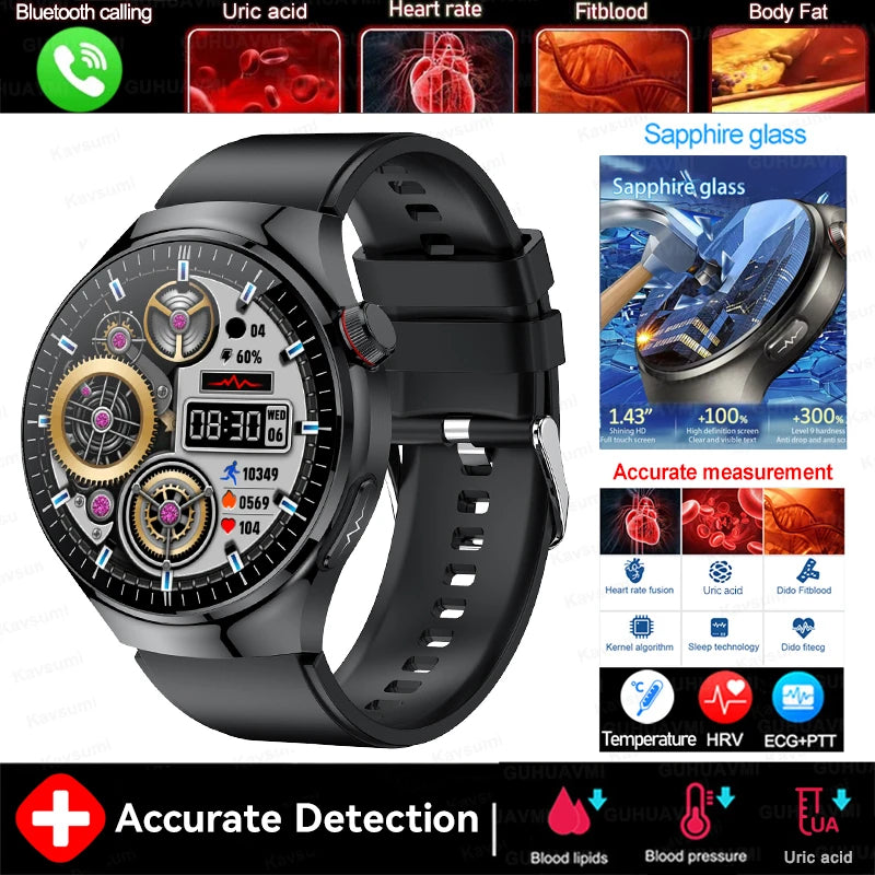 2025 New For HUAWEI Nursing Grade Blood Lipid Uric Acid Health Smart Watch Men ECG+PPG Blood pressure Bluetooth Call Smartwatchs