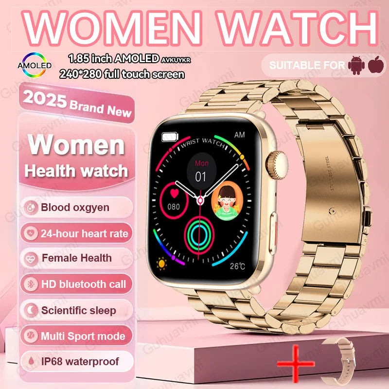2025 New NFC Smat Watch Women 1.85-inch Blood Pressure Heart Rate Bluetooth Call Female Health Smarwatches Ladies For HUAWEI IOS