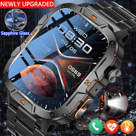 2025 New For Xiaomi Military Grade Smart Watch Men 1.96" AMOLED Screen 5ATM Waterproof Sports Fitness Tracker BT Call Smartwatch