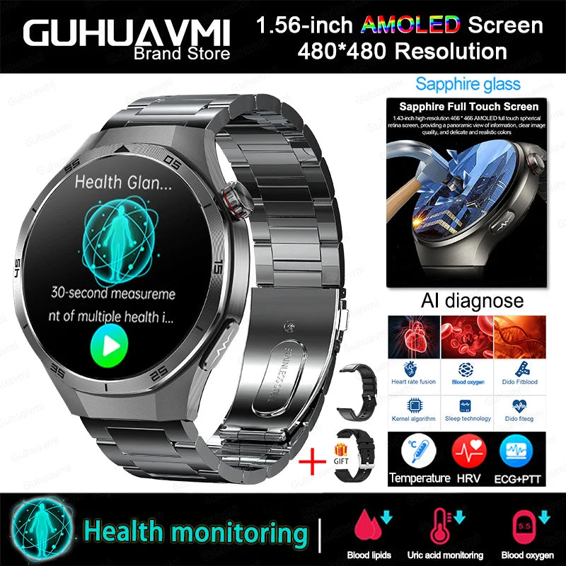 2025 For HUAWEI DT5 Pro  AMOLED Smart Watch Men ECG Micro Physical Examination Heart Rate Blood fat uric Acid Man NFC Smartwatch
