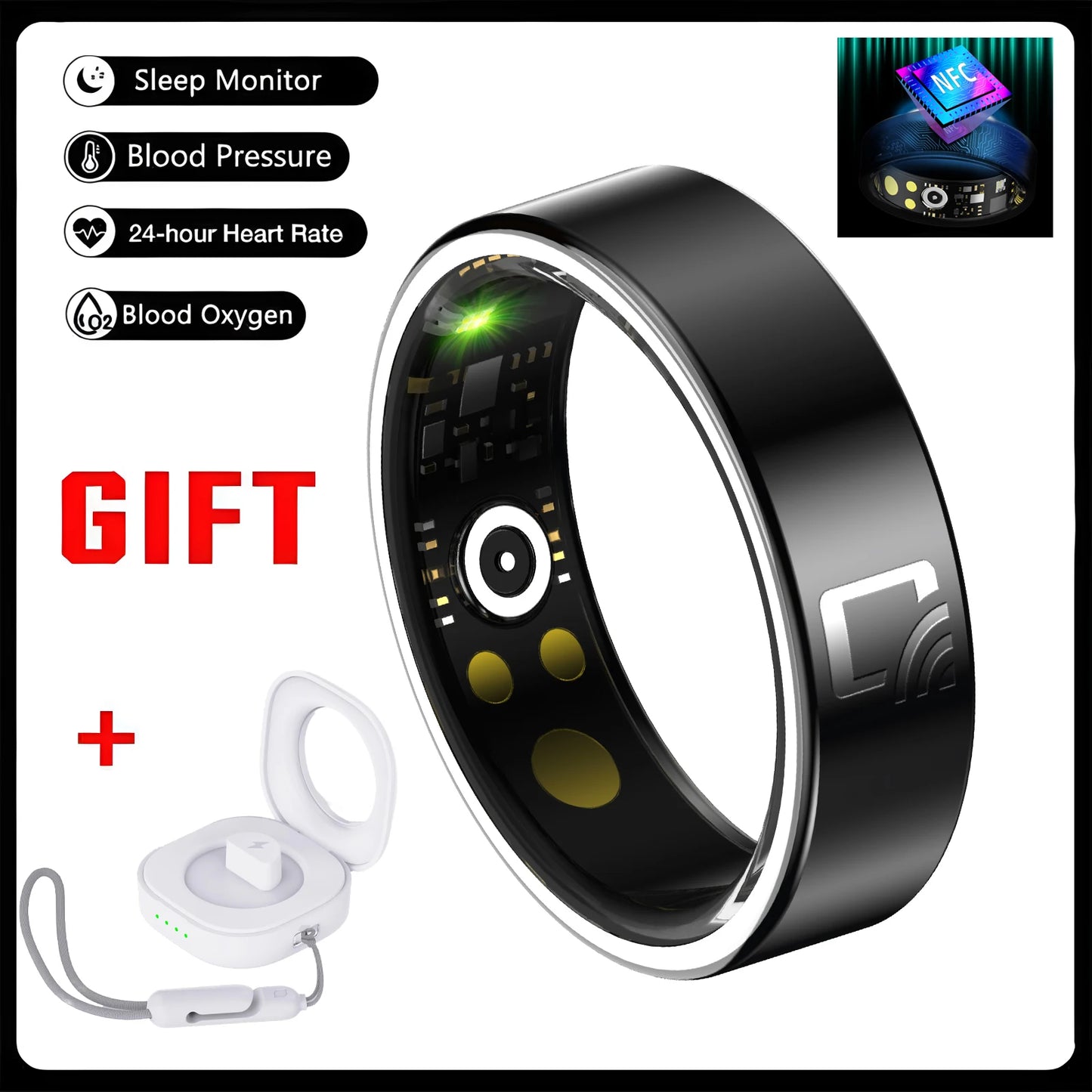 For Xiaomi NFC Smart Ring 2025 multi-sport 5ATM Waterproof Bluetooth health Heart Rate Blood Oxygen Sleep Monitor Men Women ring