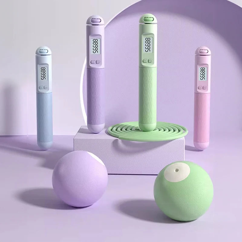 Counting Jump Rope ball Anti-Skid Handle Cordless Weighted Jump Rope for Home Use Portable Weight Loss for Indoor Outdoor