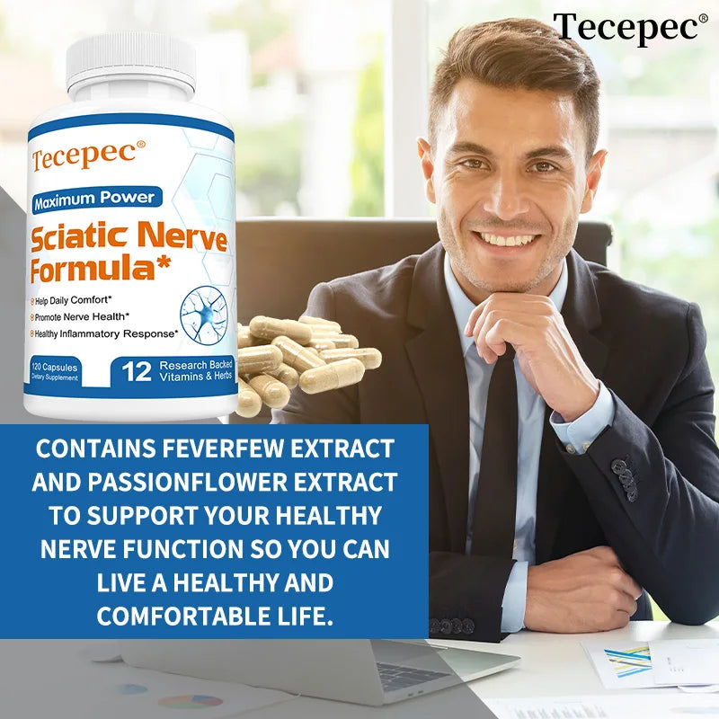 Tecepec Sciatic Nerve Formula - Vitamin B Complex, Promotes Nerve, Muscle and Endurance Health, Anti-inflammatory