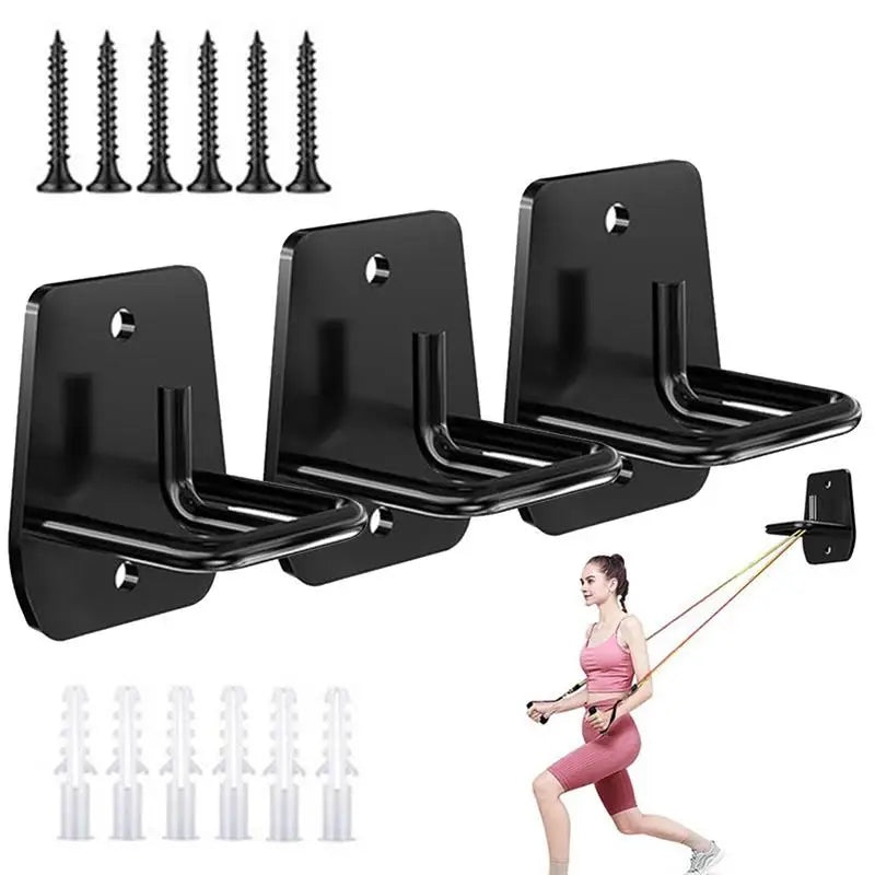 3pcs Multi-Purpose Home Gym Hook For Exercise Space Saving Resistance Band Metal Wall Hook Equipment Home Fitness Attachment