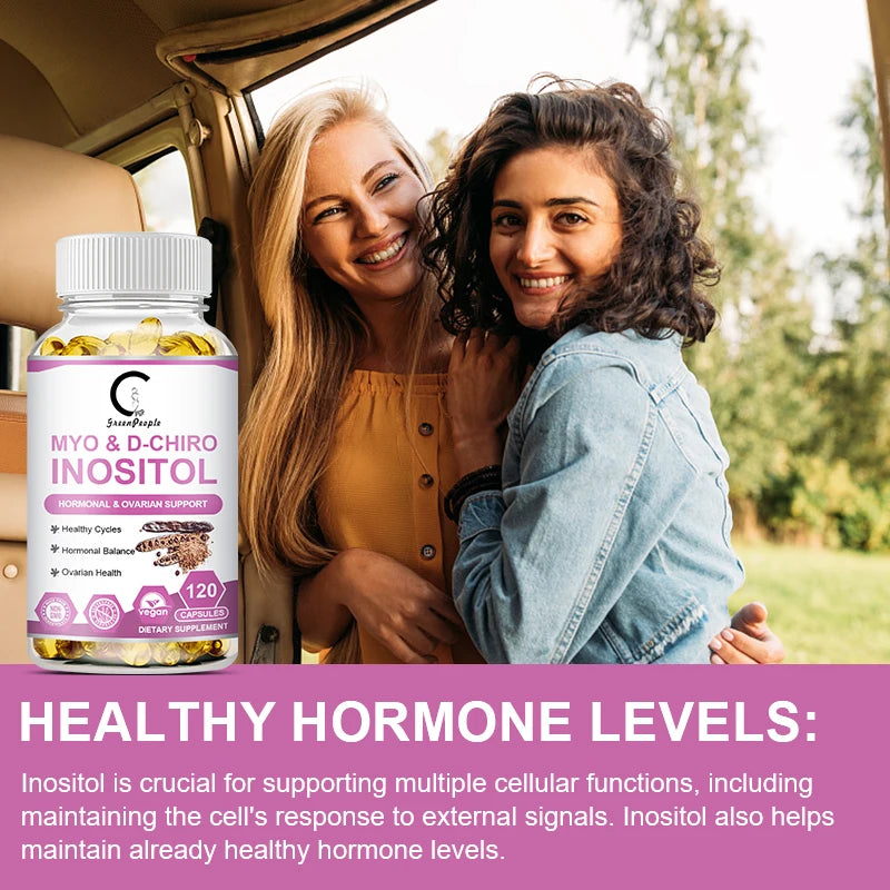 Myo Inositol & D-Chiro Inositol Supplements,Support Fat Metabolism,Healthy Ovarian & Liver Function Support,120 Capsules