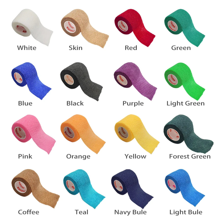 1Roll 2.5/5/10cm Self Adhesive Elastic Bandage Sports Tattoo Kit Cohesive Tape Wrap Elastoplast for Injury Finger Wrist Ankle