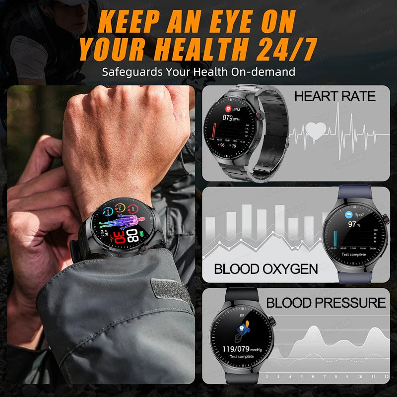 2025 New Nursing Grade Smart Watch Accurate Blood pressure Heart Rate Uric Acid ECG+PPG Bluetooth Calling Health Smart watch Men
