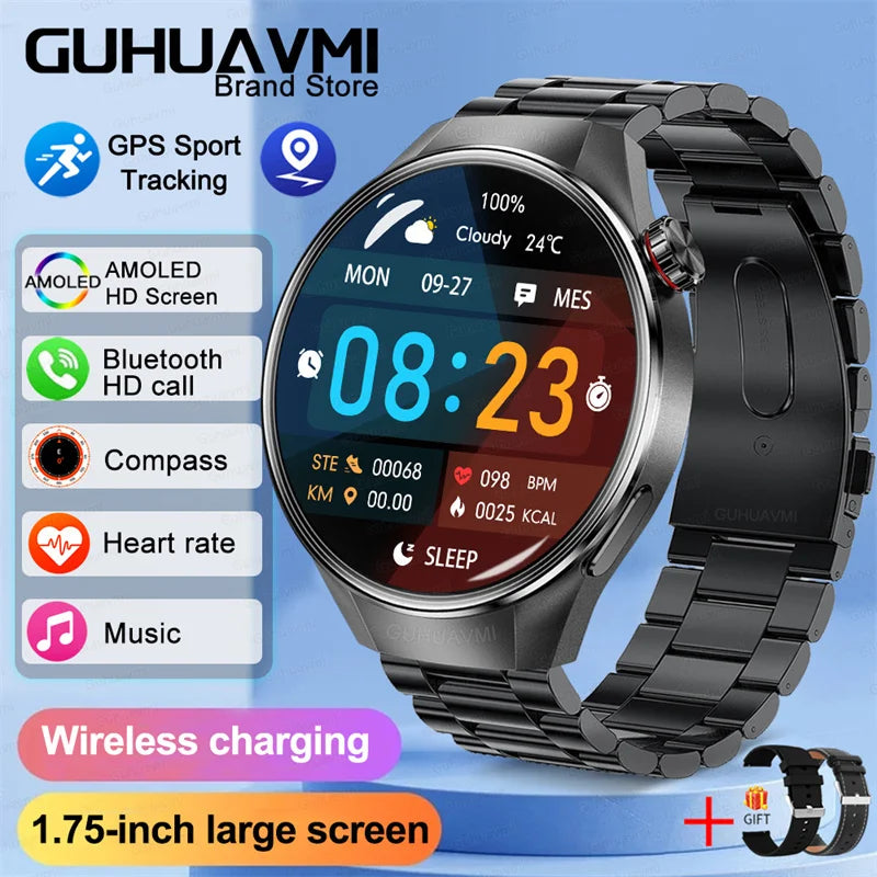 2025New For Huawei GT5 Pro Smart Watch Men HD AMOLED Screen GPS Motion trajectory HeartRate Bluetooth Call 1.75" SmartWatch IP68