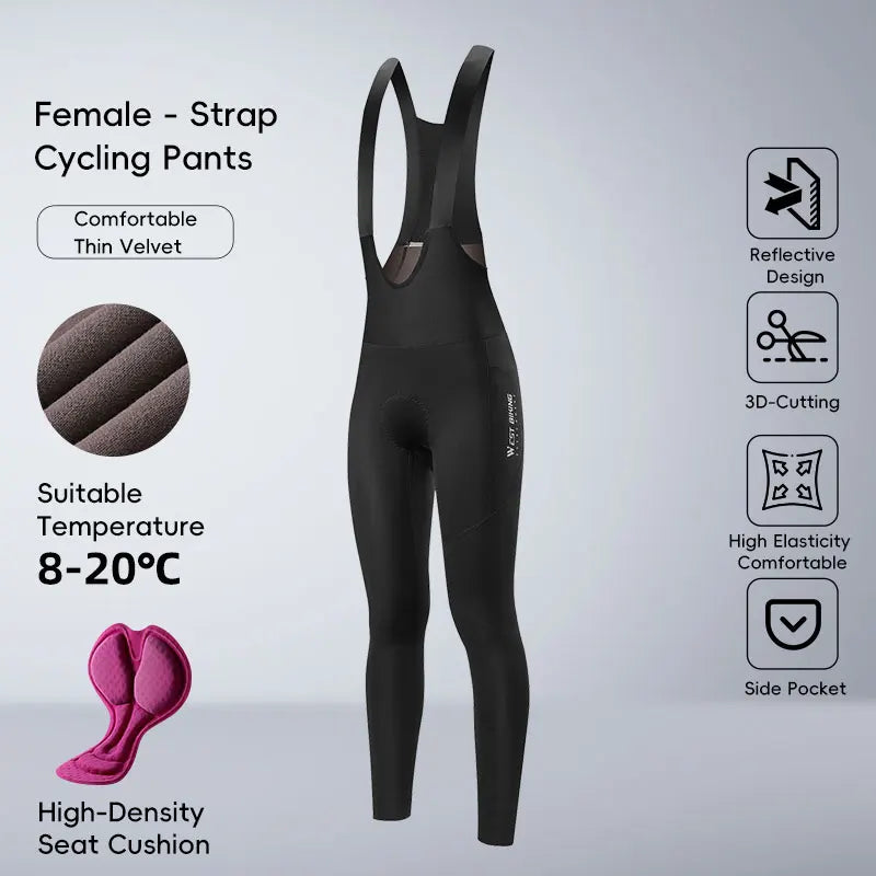 WEST BIKING Thermal Fleece Cycling Bibs Pants Autumn Winter Bicycle Tights Trousers Keep Warm Bike Pad Pants Men Women 0-20°C