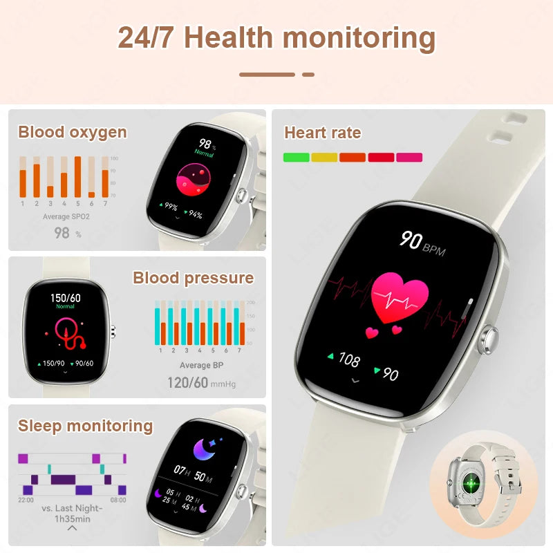 LIGE 1.83 inch HD Screen Smart Watch Men Waterproof Bluetooth Call Health Monitoring Sport Fitness Wine Barrels Shape Smartwatch