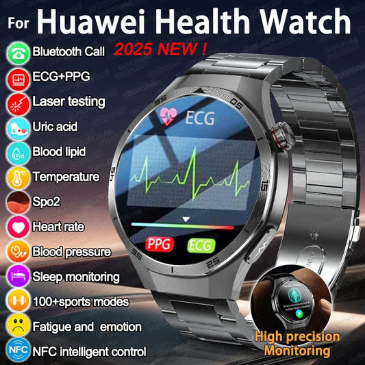 For HUAWEI High precision ECG+PPG Lipids Uric acid Smart Watch Men Blood pressure Body Fat Health NFC Sport Call Smartwatch 2025