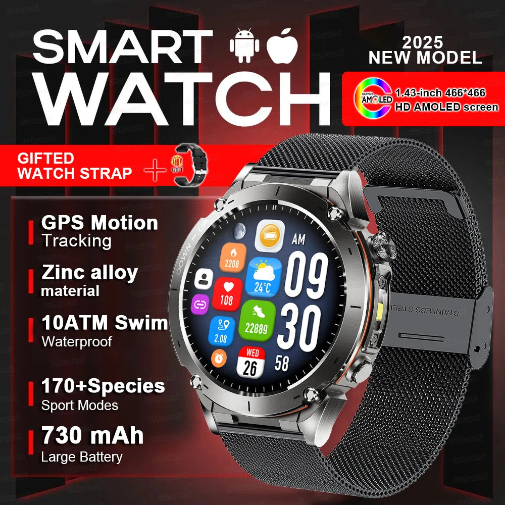 New For HUAWEI Dual-Band Satellite GPS Smartwatch Ultra HD AMOLED Screen Compass 10ATM Waterproof Sports SmartBracelet Men Watch