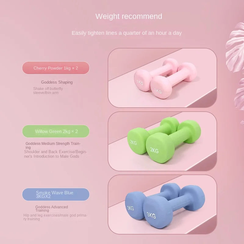 Women's Home Fitness Dumbbells 2KG A pair Of Women's Macaron Hemp Noodles Immersion Small Dumbbells Pure Iron Solid Style