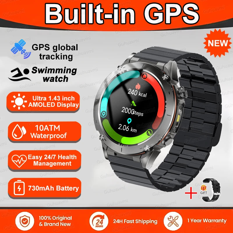 2025 New For Xiaomi GPS Sports Smart Watch 10ATM Waterproof Built-in Dual-Band GNSS Compass Altimeter Military Grade Smartwatchs