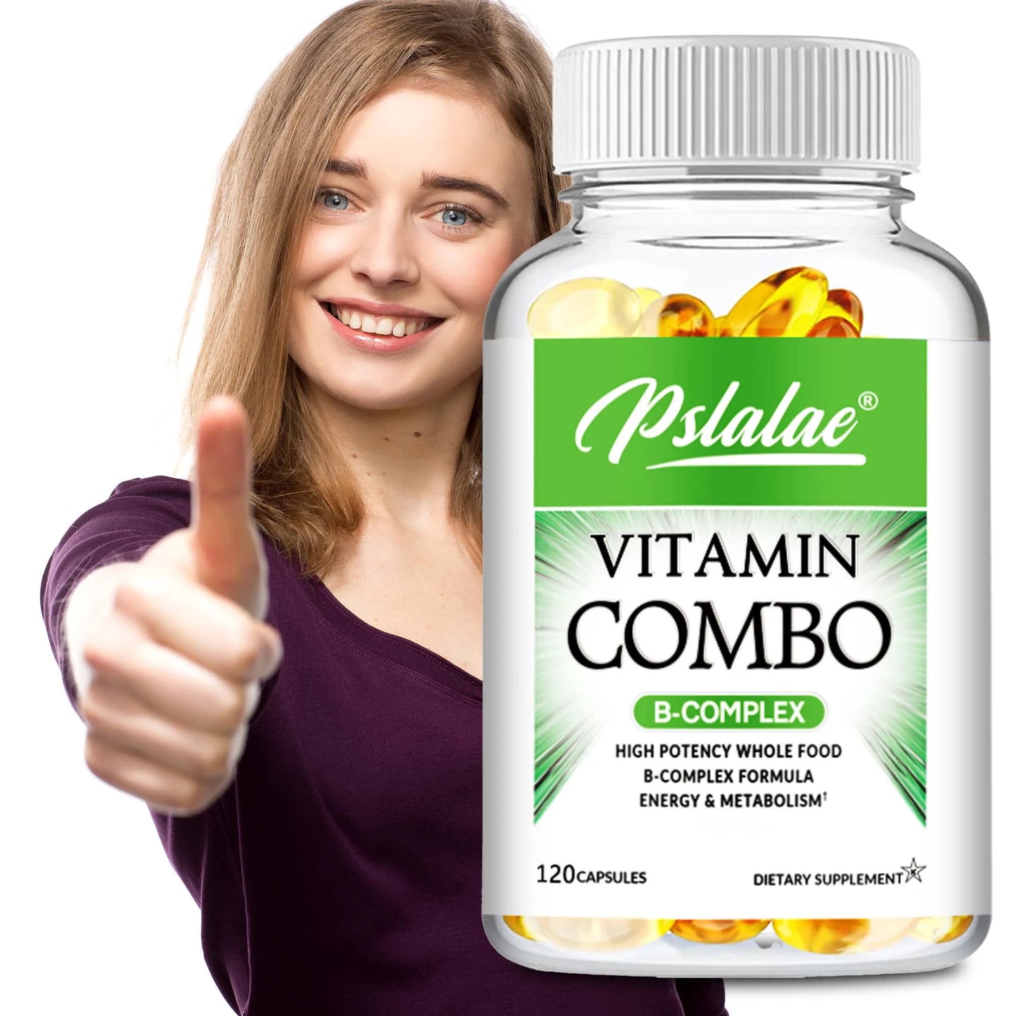 B Vitamin Capsules - Improve Mood, Nervous System and Increase Energy - 120 Capsules