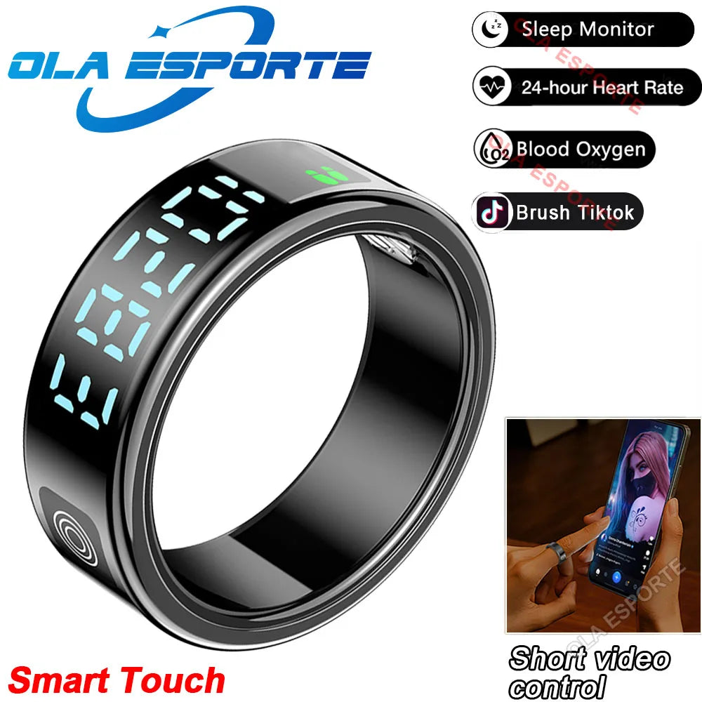 2025 Smart Ring Men Women LED Display Screen Bluetooth Heart Rate Blood Oxygen Monitoring Multi Sports Mode IP68 5ATM Waterproof