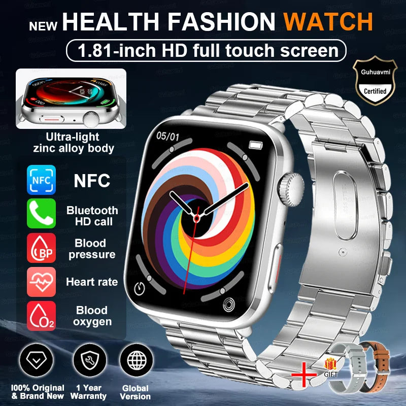 2025 New Blood Pressure AI Diagnosis Smart Watch Men Heart Rate Body temperature IP68 Waterproof NFC Smart Watch For HUAWEI  IOS