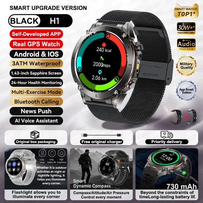 2025 New For Xiaomi IOS Ultra GPS Smart Watch 10ATM Waterproof Built-in Dual-band GNSS Compass Military Sport Men SWIM Bracelet