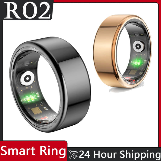 New R02 Smart Ring IP68 Waterproof Blood Pressure Oxygen Sleep Heart Rate Step Monitoring Multiple Sports Mode Men Women Gifts