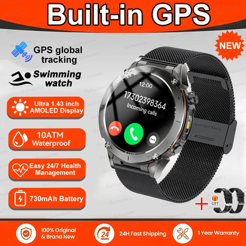 2025 New For Xiaomi GPS Sports Smart Watch 10ATM Waterproof Built-in Dual-Band GNSS Compass Altimeter Military Grade Smartwatchs