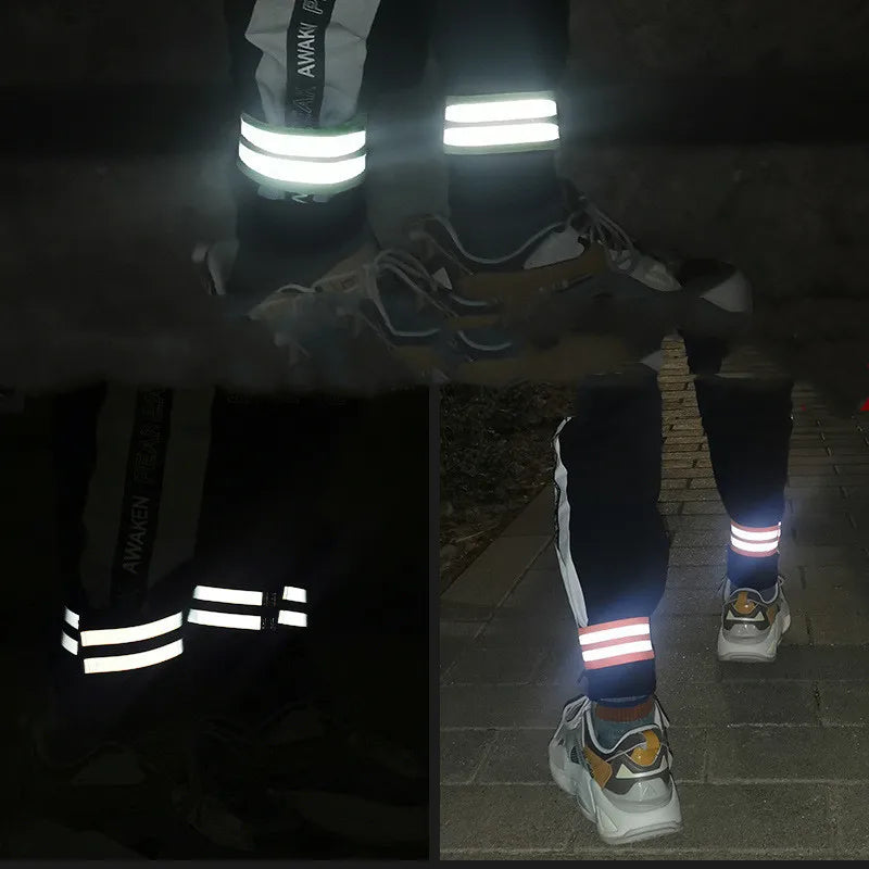 2PCS Running Reflective Arm Bands for Wrist Ankle Leg LED Reflector Armband Night Cycling Safety Light Tape Led Bracelet Strap