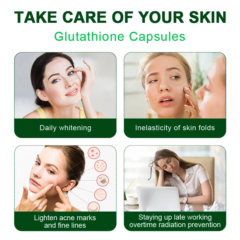 Glutathione Capsules - Helps Maintain Skin Health and Strengthen Immunity, Prevents Melanin Deposition and Brightens Skin Tone