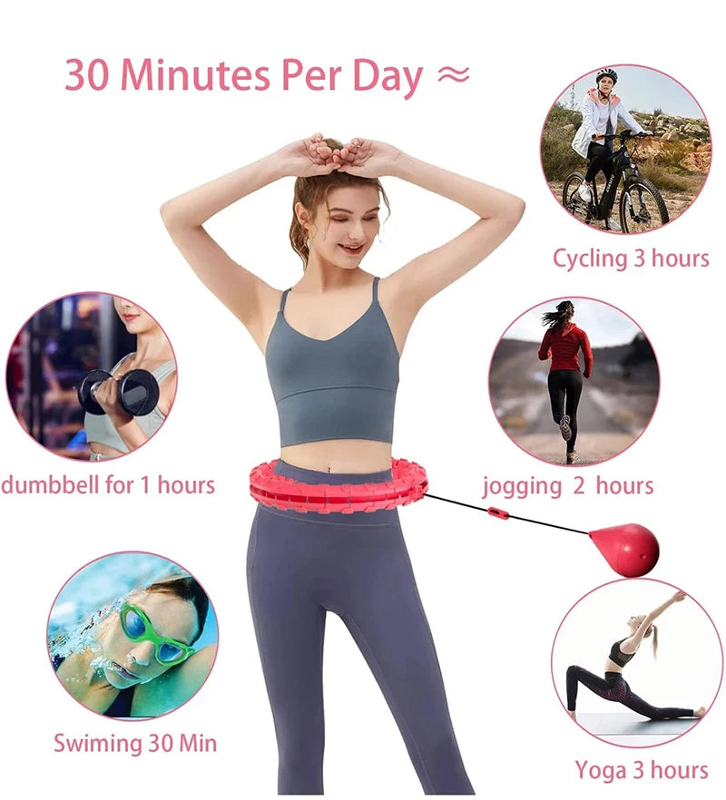 Weighted Hula Circle Hoops for Adults Weight Loss Plus Size for Adults Smart Exercise 2 in 1 Adjustable with Detachable Knots