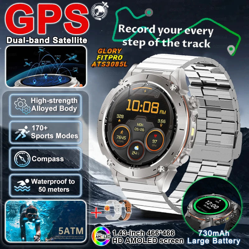 2025 New TRex 3 GPS Smart Watches 10ATM Waterproof Built-in Dual-band GNSS Compass Military Sports Bracelet Men For Xiaomi IOS